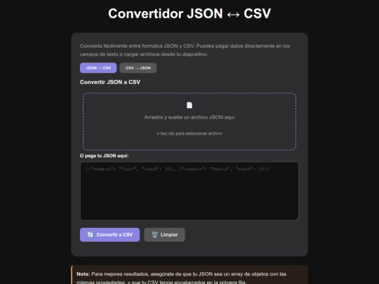 ConverCSVJSON screenshot