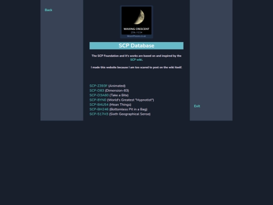 Cosmicaverse/Title Pending/SCP_Database screenshot
