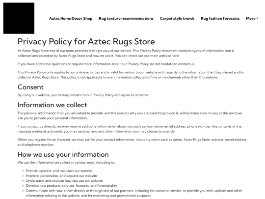 aztec-home-decor-shop/privacy-policy screenshot