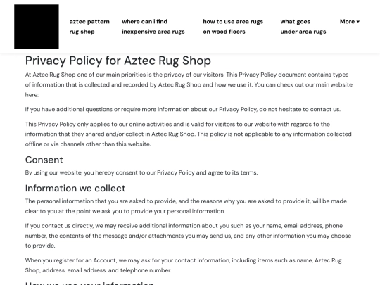 aztec-pattern-rug-shop/privacy-policy screenshot