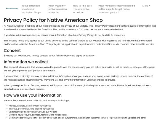 native-american-style-home-inspiration-shops/privacy-policy screenshot