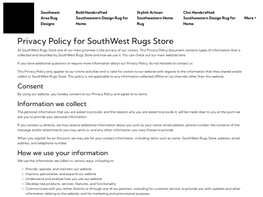southwest-area-rug-designs/privacy-policy screenshot