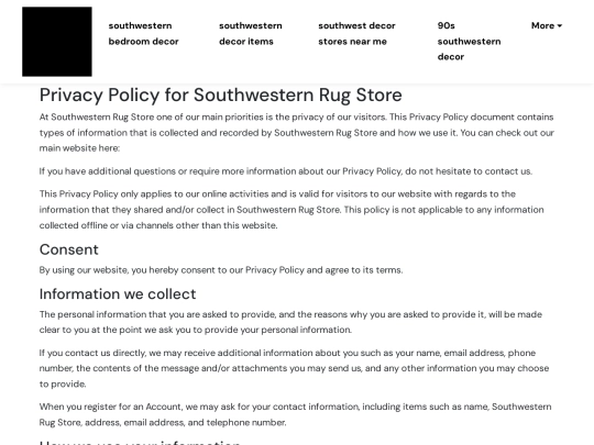 southwestern-bedroom-decor/privacy-policy screenshot
