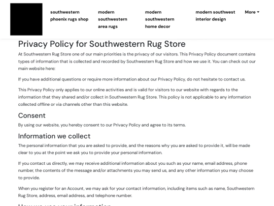 southwestern-phoenix-rugs-shop/privacy-policy screenshot