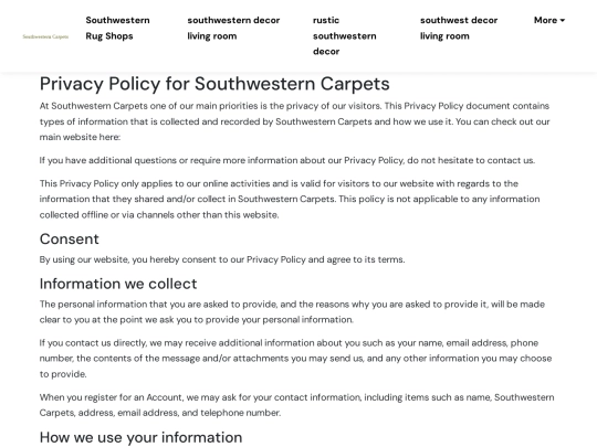 southwestern-rug-shops/privacy-policy screenshot