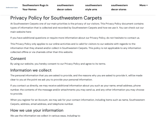 southwestern-rugs-in-your-homes/privacy-policy screenshot