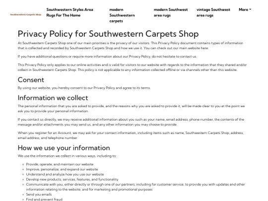 southwestern-styles-area-rugs-for-the-home/privacy-policy screenshot