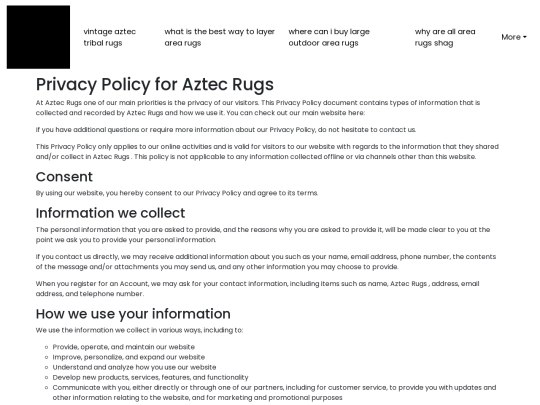 vintage-aztec-tribal-rugs/privacy-policy screenshot