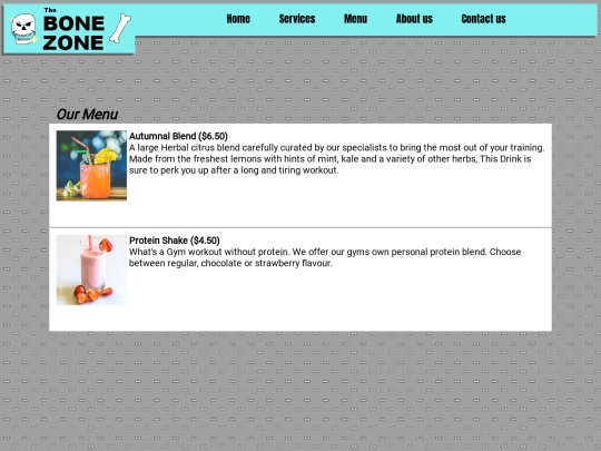 menu screenshot