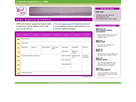 KPaf/schedule screenshot