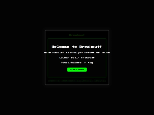 games/breakout screenshot