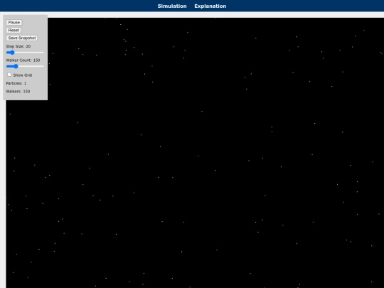 simulations/Diffusion limited aggression simulation screenshot
