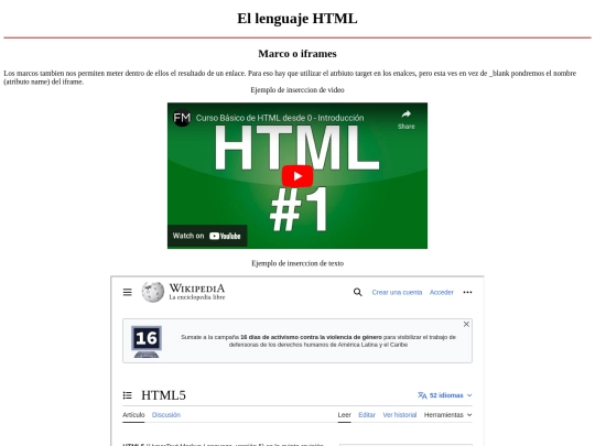 El lenguage HTML (marcos) screenshot