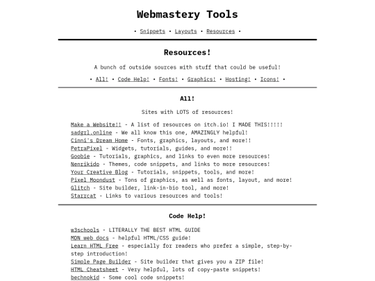 webmastery/resources screenshot