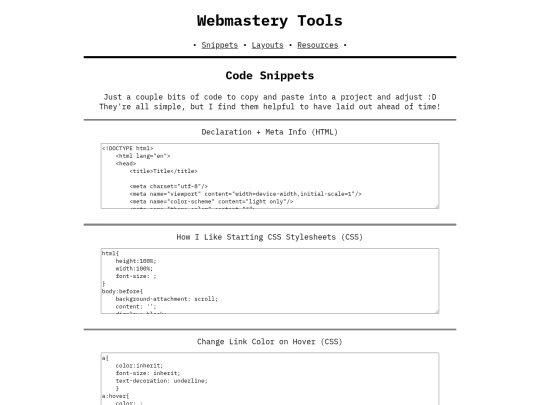 webmastery/snippets screenshot