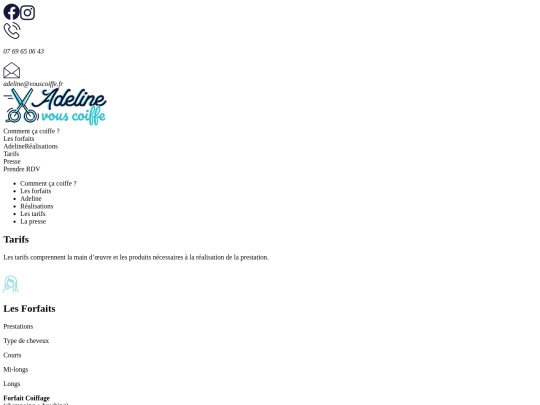 tarifs screenshot