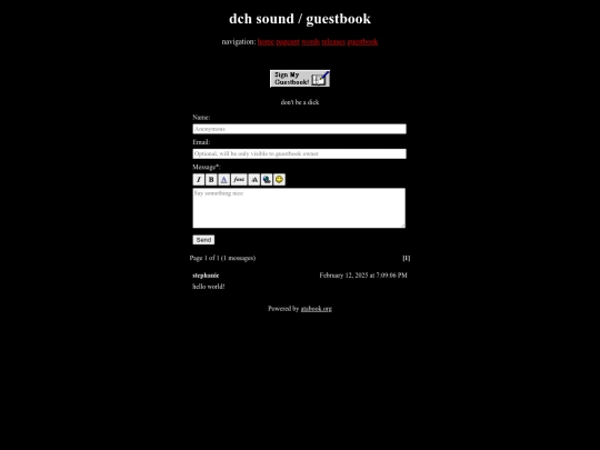 guestbook screenshot