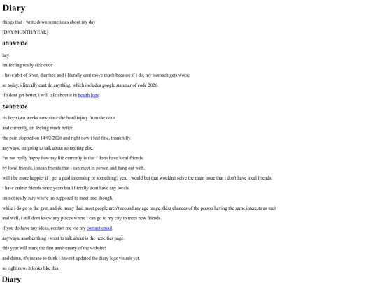 logs/diary screenshot