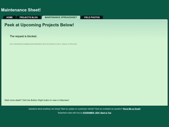 MaintSheet screenshot