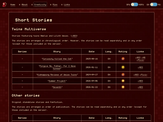 creativity/stories screenshot