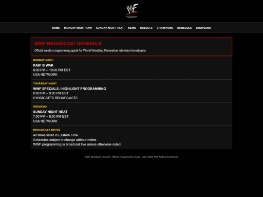 schedule screenshot