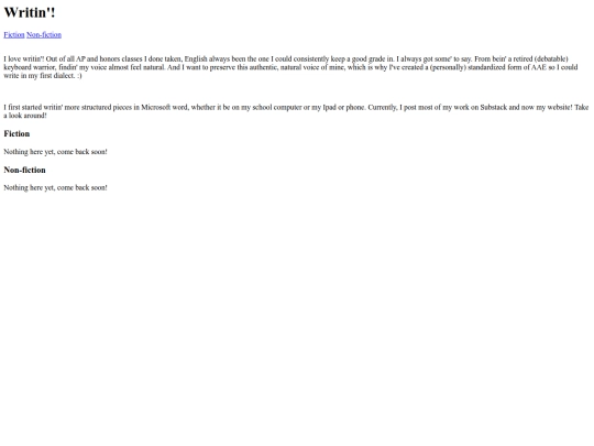 my writin screenshot