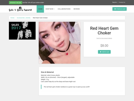 productredheartgemchoker screenshot