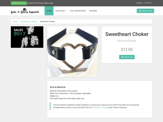 productsweetheartchoker screenshot