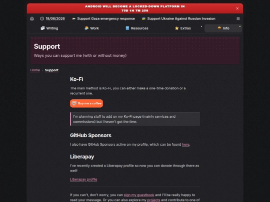 support screenshot