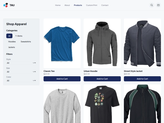 products screenshot
