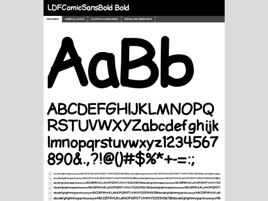 webfontkit-20240717-161013/ldfcomicsansbold-zgma-demo screenshot
