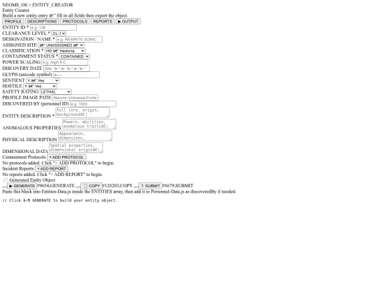Neoms~Database/windows/entitycreator/entitycreator screenshot