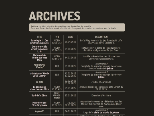 archives screenshot