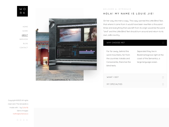 work/about screenshot