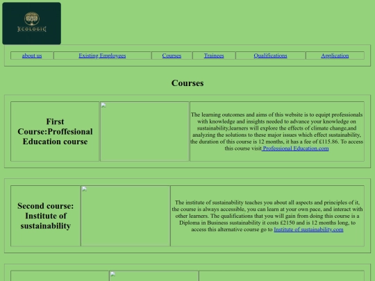 courses screenshot