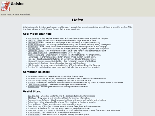links screenshot