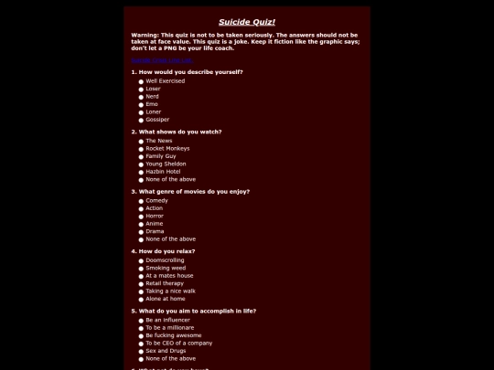 Quiz/suicidequiz screenshot