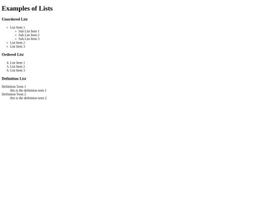 list-examples screenshot