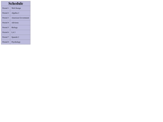 schedule screenshot