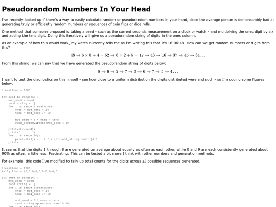 Math/pseudorandom screenshot