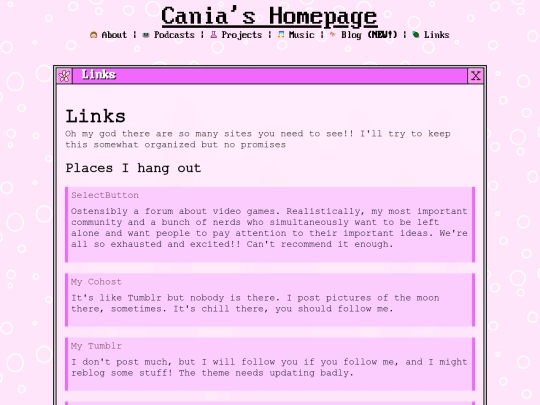 links screenshot