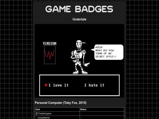 gamebadges/undertale screenshot