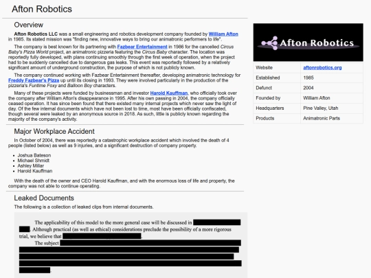 conspiracyWiki/AftonRobotics screenshot