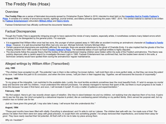 conspiracyWiki/FreddyFiles screenshot