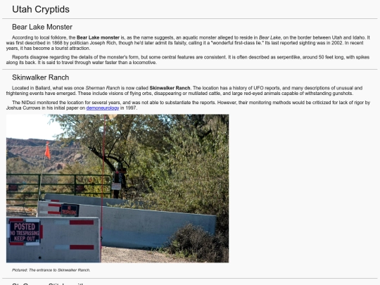 conspiracyWiki/UtahCryptids screenshot