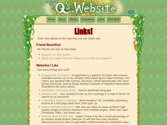 links screenshot