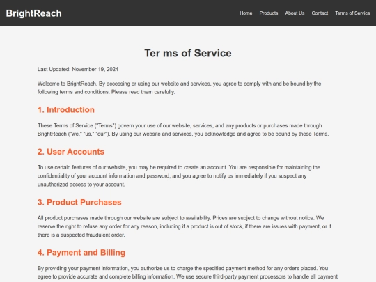 terms screenshot