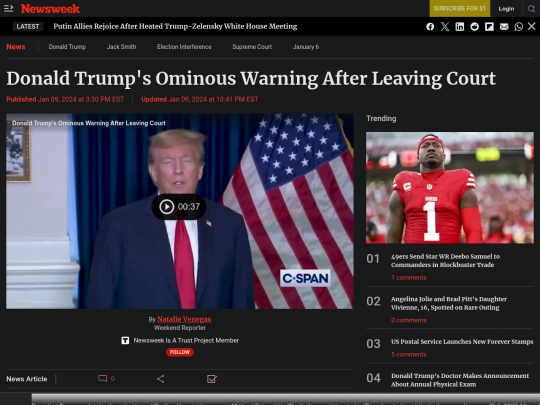 Fascism/DT Political Violence /Donald Trump's Ominous Warning After Leaving Court - Newsweek (3_2_2025 2：13：20 AM) screenshot