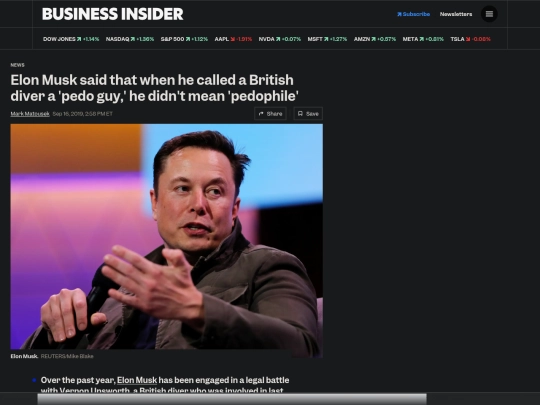 Fascism/EM/Elon Musk Says He Didn't Mean to Call British Diver a Pedophile - Business Insider (3_5_2025 5：21：51 PM) screenshot