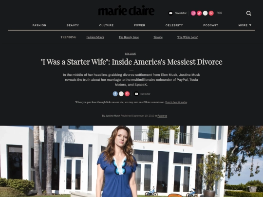 Fascism/EM/Elon Musk's First Wife Justine Musk Talks Their Messy Divorce ｜ Marie Claire (3_5_2025 5：14：44 PM) screenshot